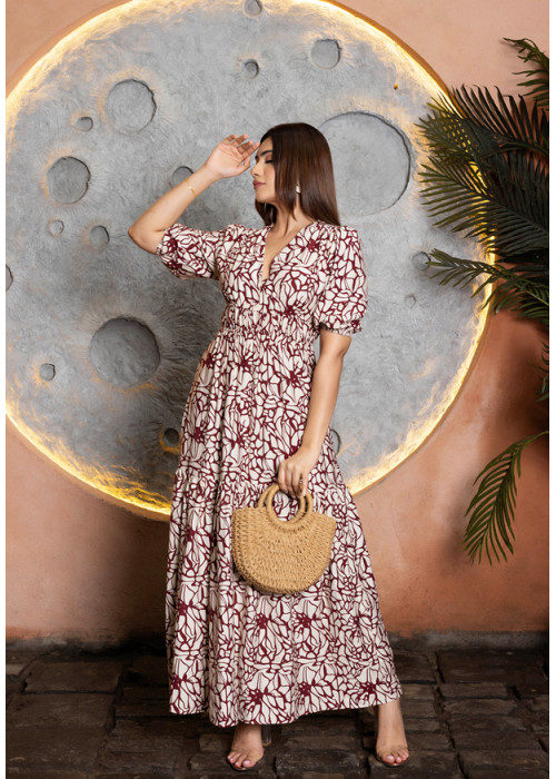 NOVA RED AND WHITE PRINTED DRESS